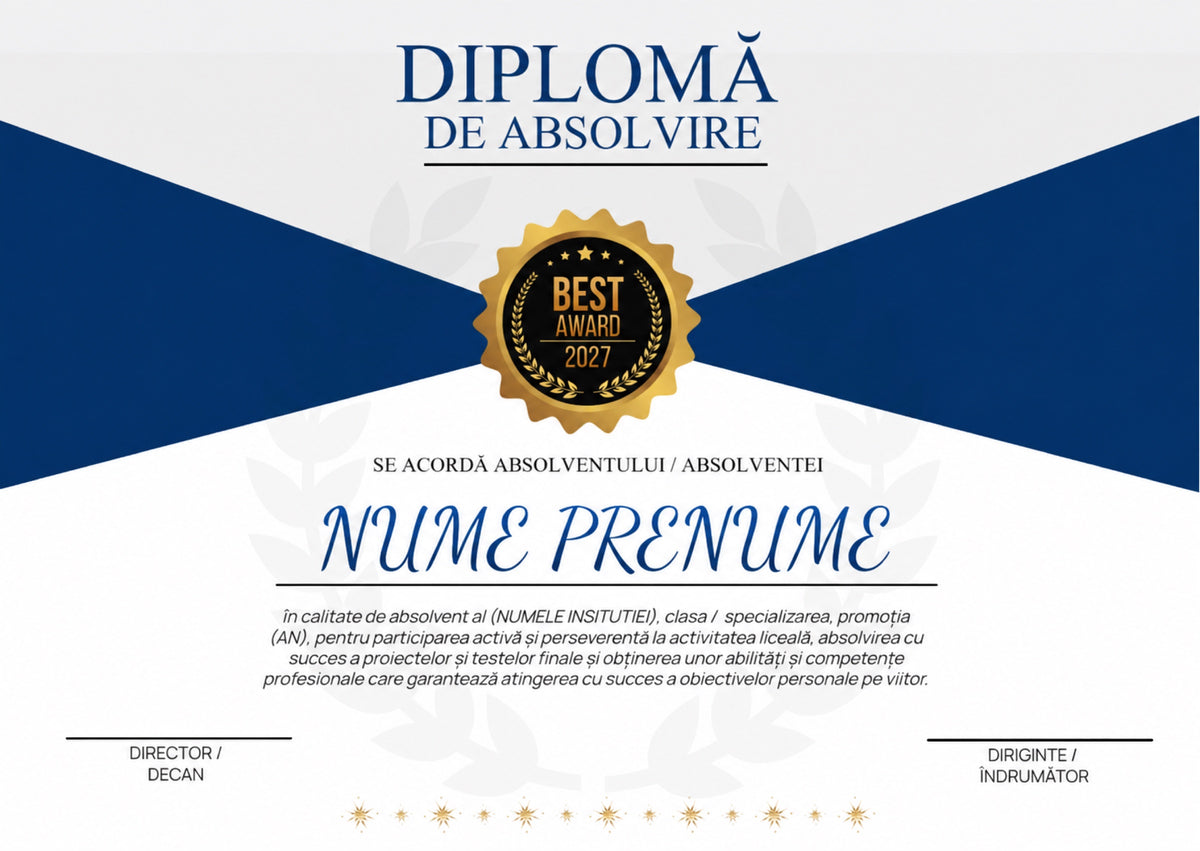 Diplomă de absolvire personalizată – Model A10