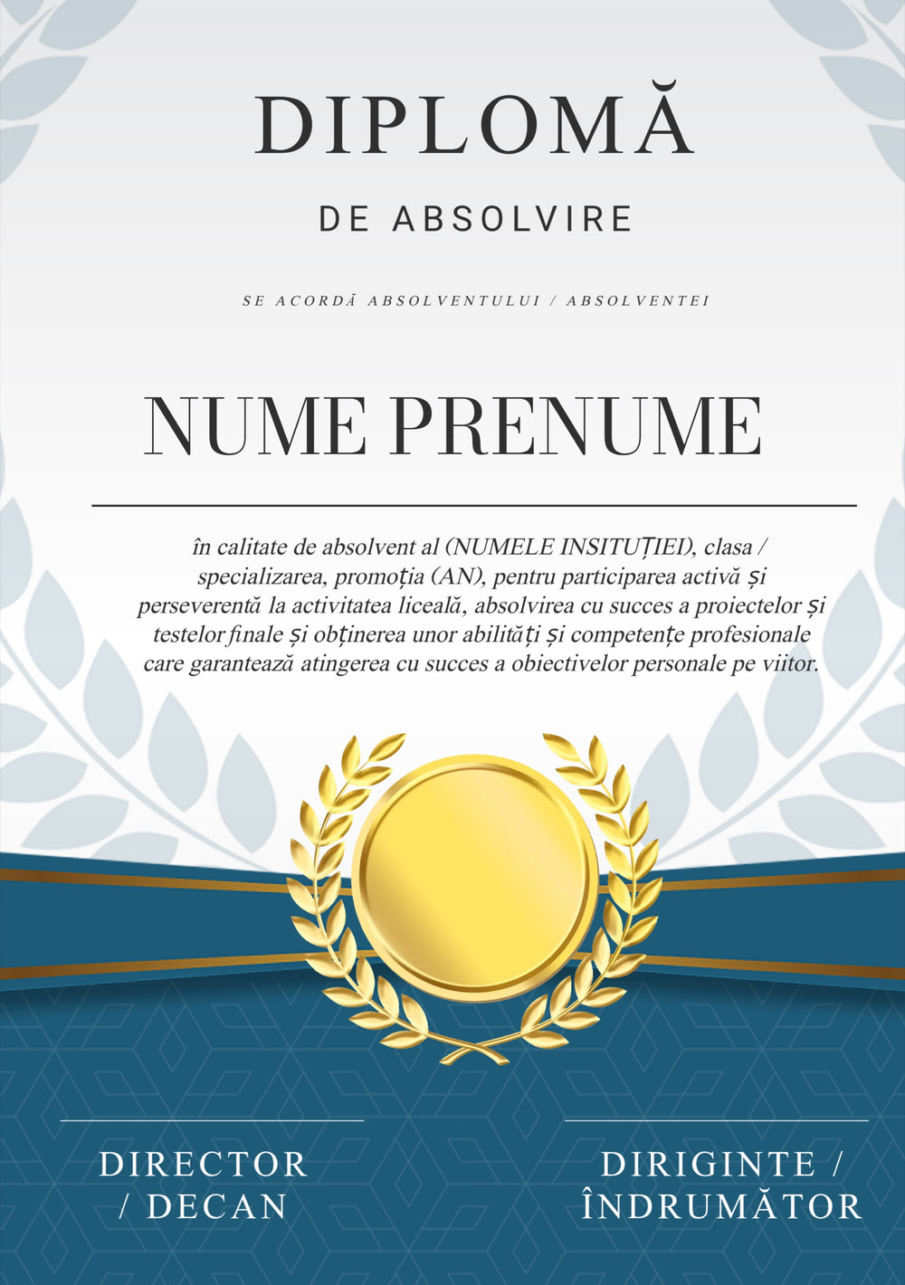 Diplomă de absolvire personalizată – Model A11