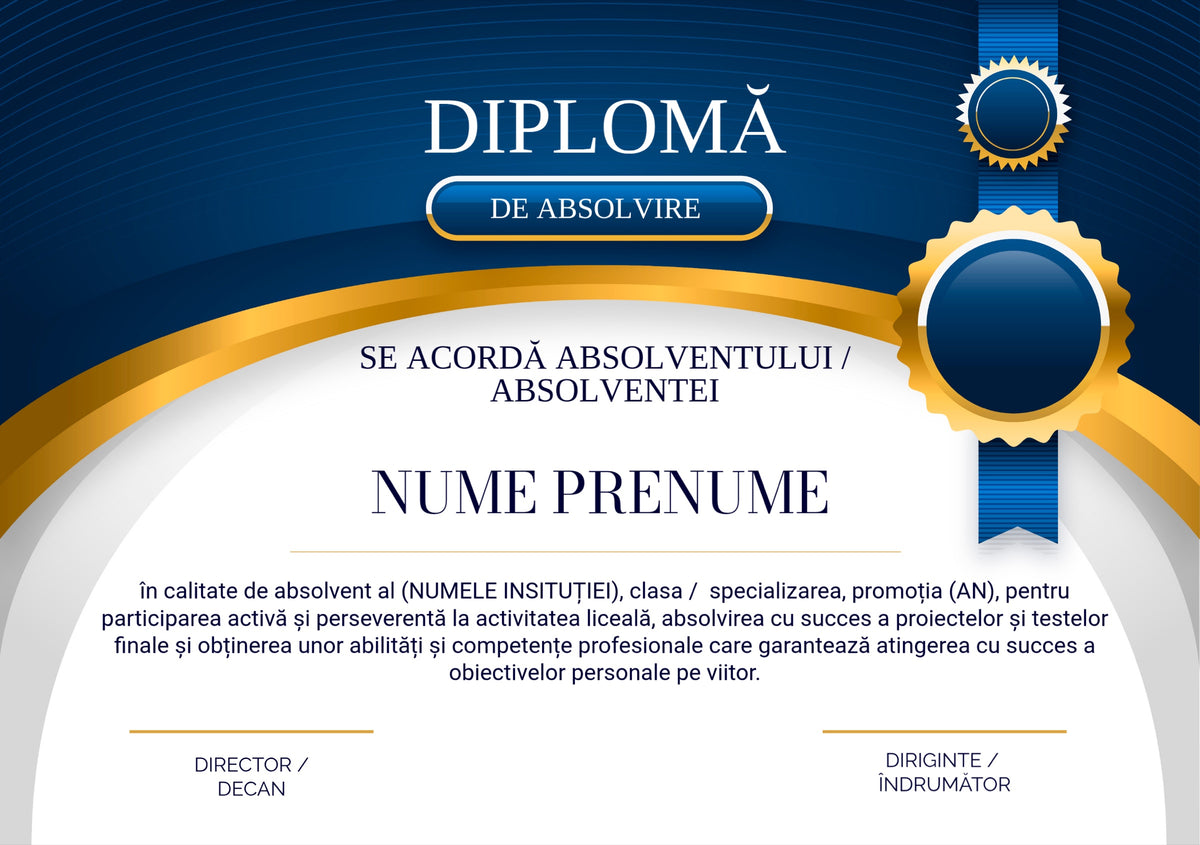Diplomă de absolvire personalizată – Model A13