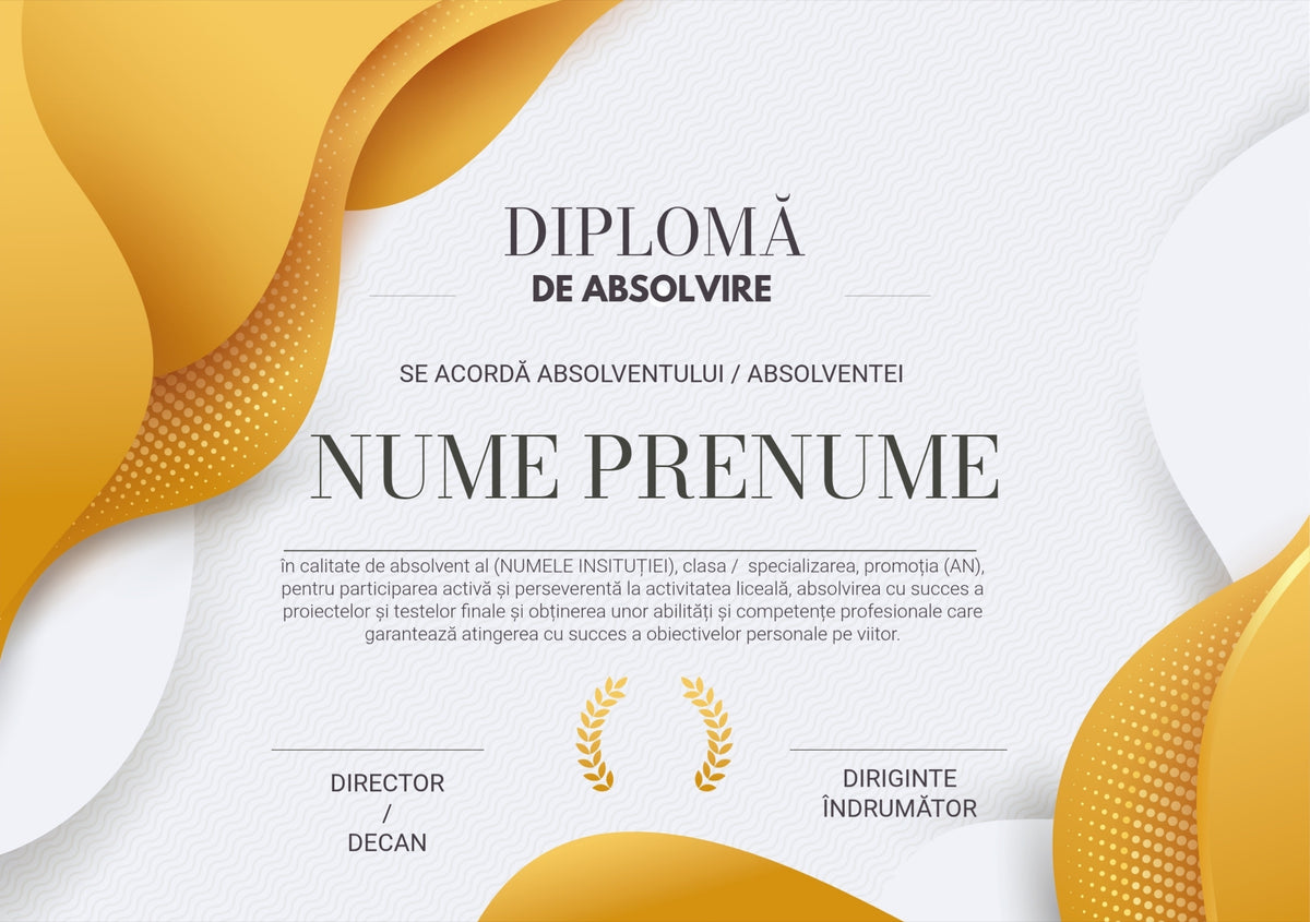 Diplomă de absolvire personalizată – Model A4