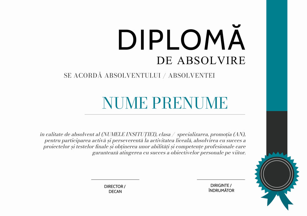Diplomă de absolvire personalizată – Model A5