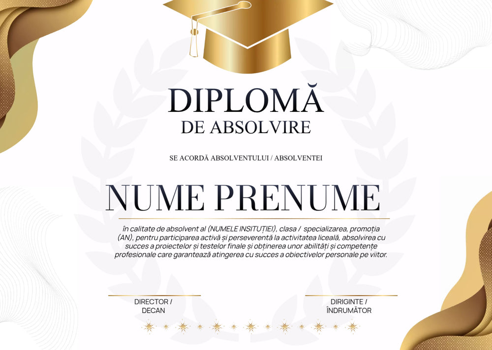Diplomă de absolvire personalizată – Model A6
