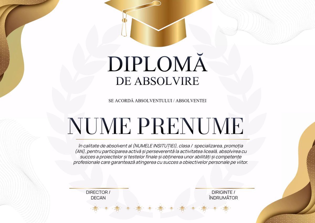 Diplomă de absolvire personalizată – Model A6