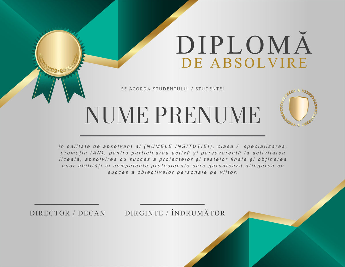 Diplomă de absolvire personalizată – Model A8