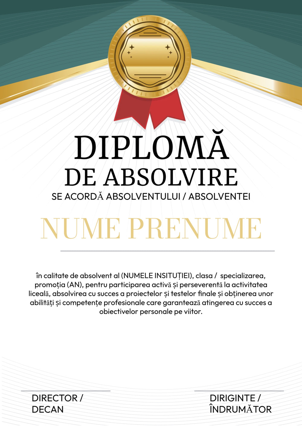 Diplomă de absolvire personalizată – Model A9