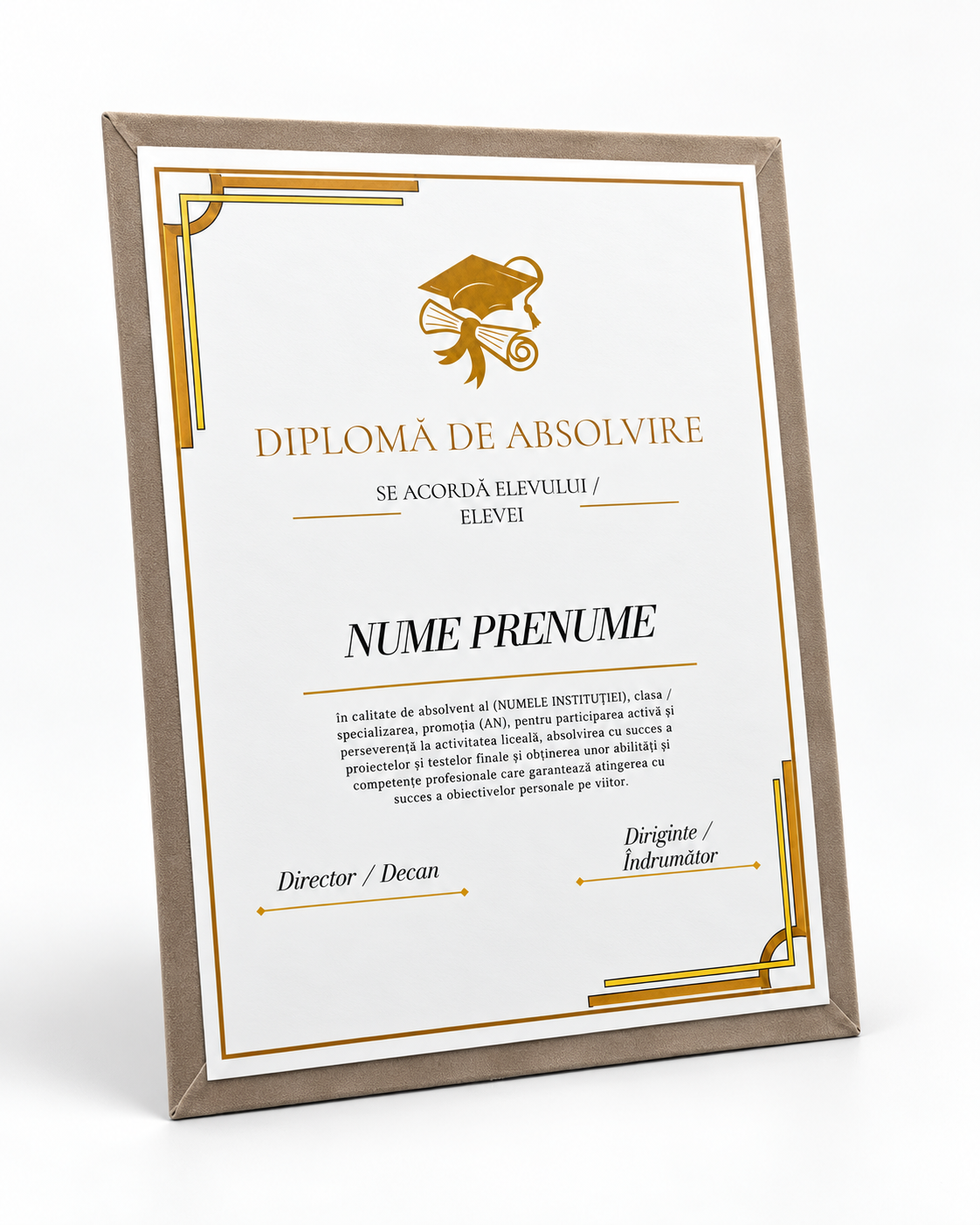 Diplomă de absolvire pe suport de catifea