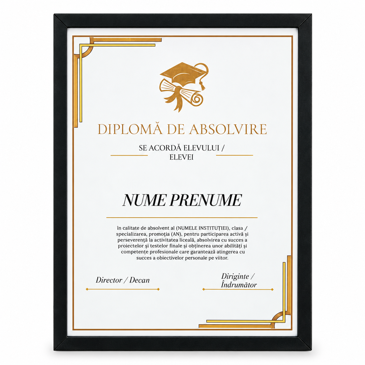 Diplomă de absolvire pe suport de catifea