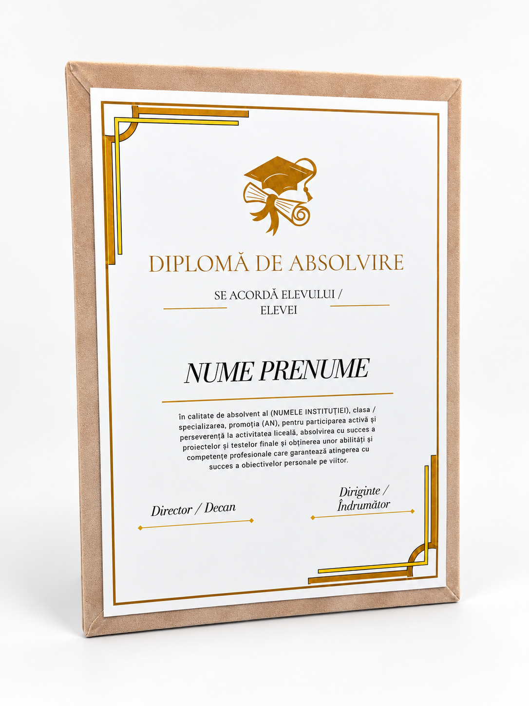 Diplomă de absolvire pe suport de catifea