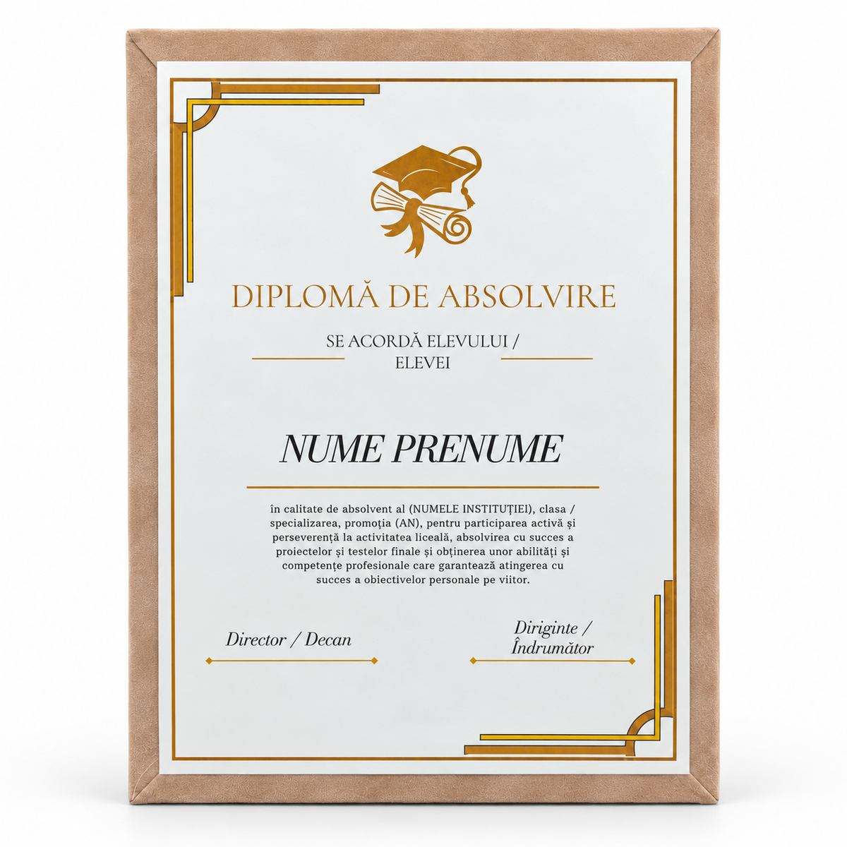 Diplomă de absolvire pe suport de catifea