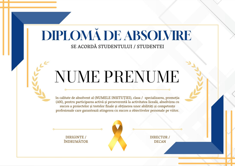 Diplomă festivă de absolvire A4 personalizabilă – Model DIP13