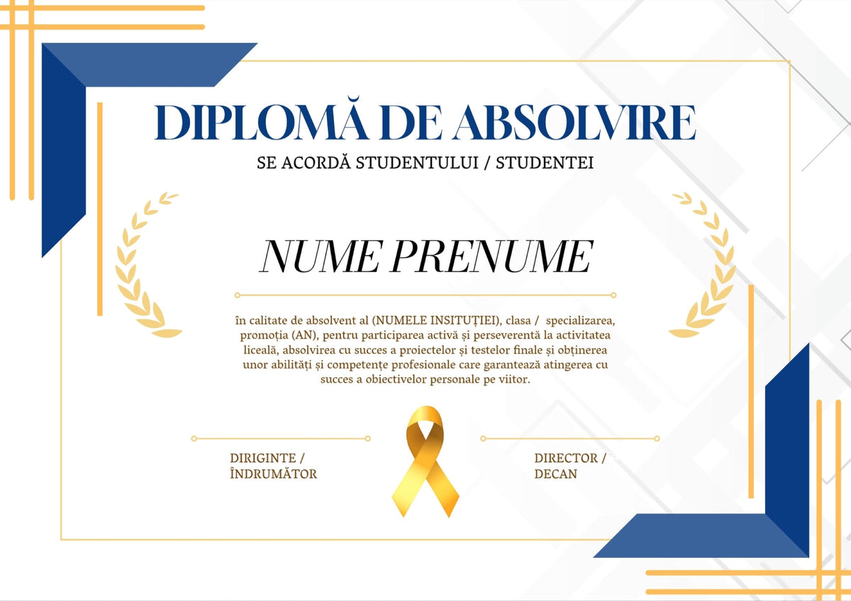 Diplomă festivă de absolvire A4 personalizabilă – Model DIP16
