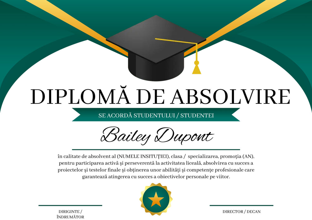Diplomă festivă de absolvire A4 personalizabilă – Model DIP21