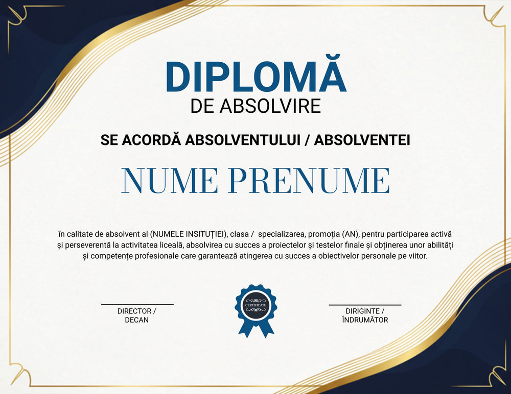Diplomă festivă de absolvire A4 personalizabilă – Model DIP36