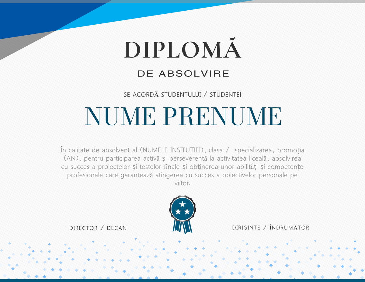 Diplomă festivă de absolvire A4 personalizabilă – Model DIP39