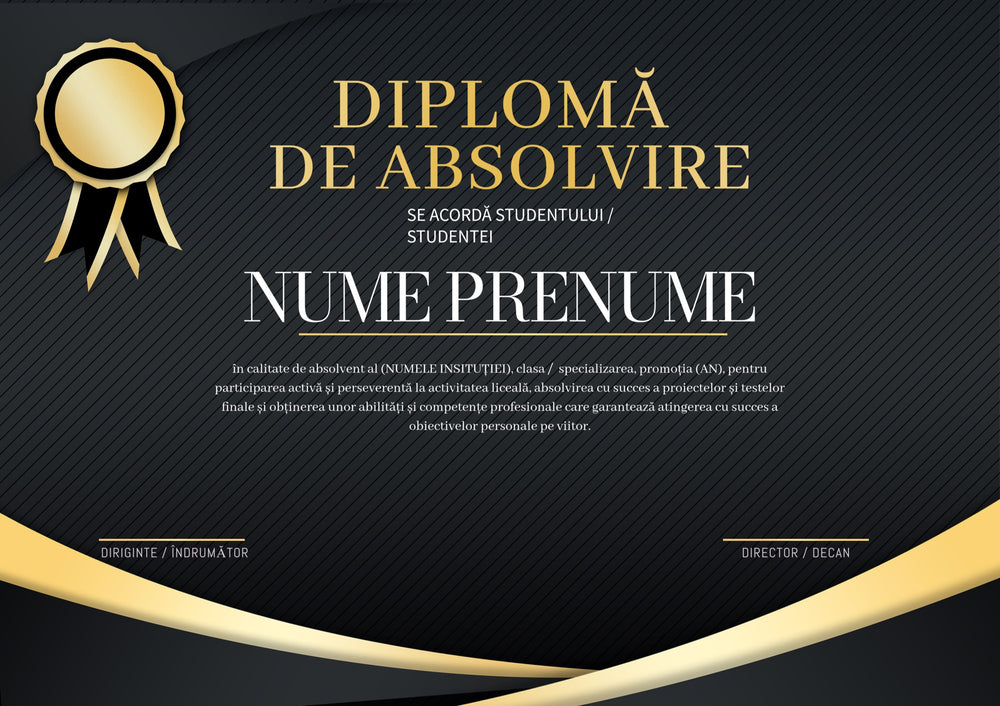 Diplomă festivă de absolvire A4 personalizabilă – Model DIP42
