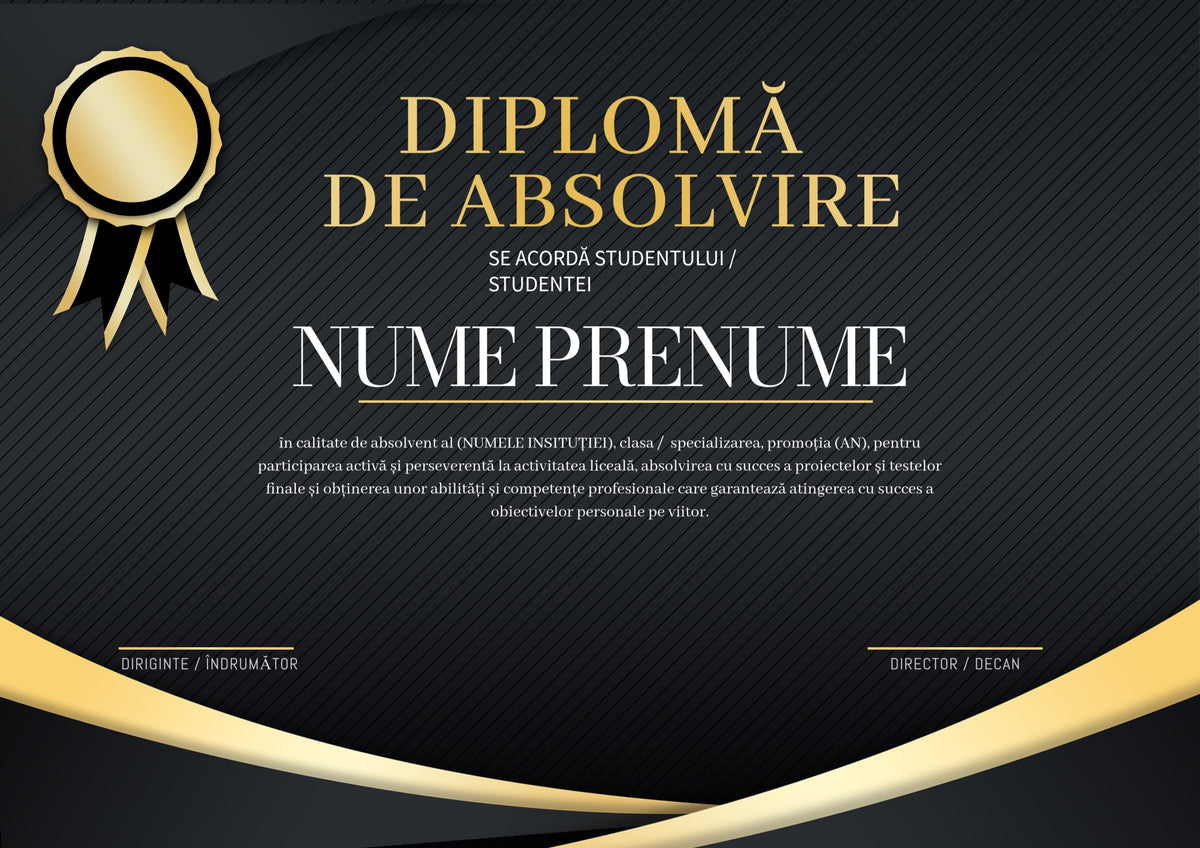Diplomă festivă de absolvire A4 personalizabilă – Model DIP42