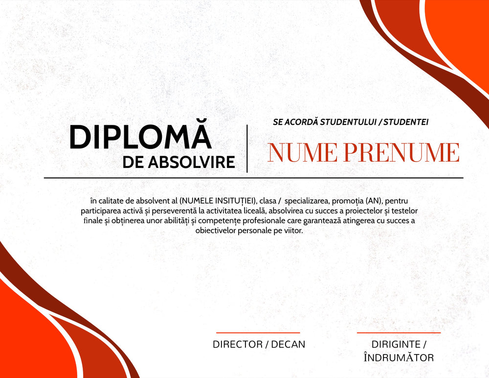 Diplomă festivă de absolvire A4 personalizabilă – Model DIP43