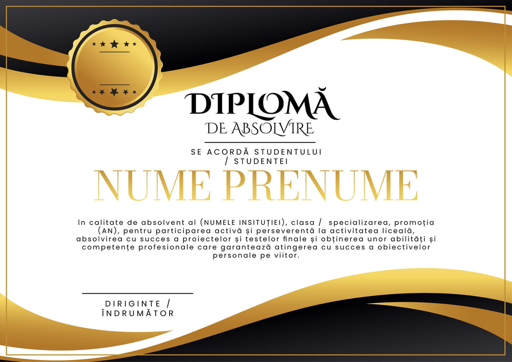 Diplomă festivă de absolvire A4 personalizabilă – Model DIP48