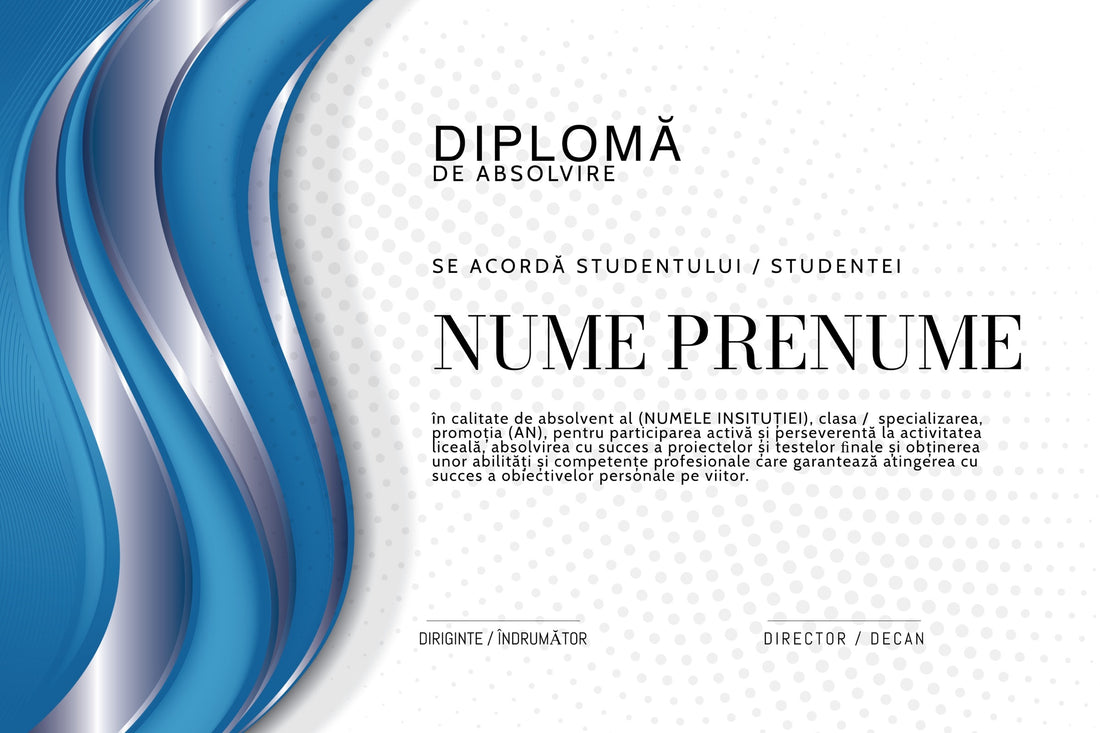Diplomă festivă de absolvire A4 personalizabilă – Model DIP56