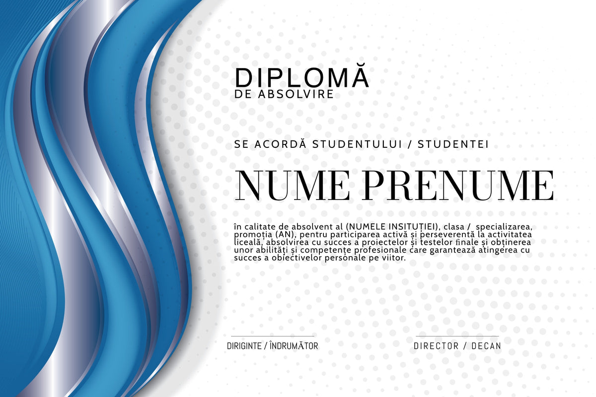 Diplomă festivă de absolvire A4 personalizabilă – Model DIP56