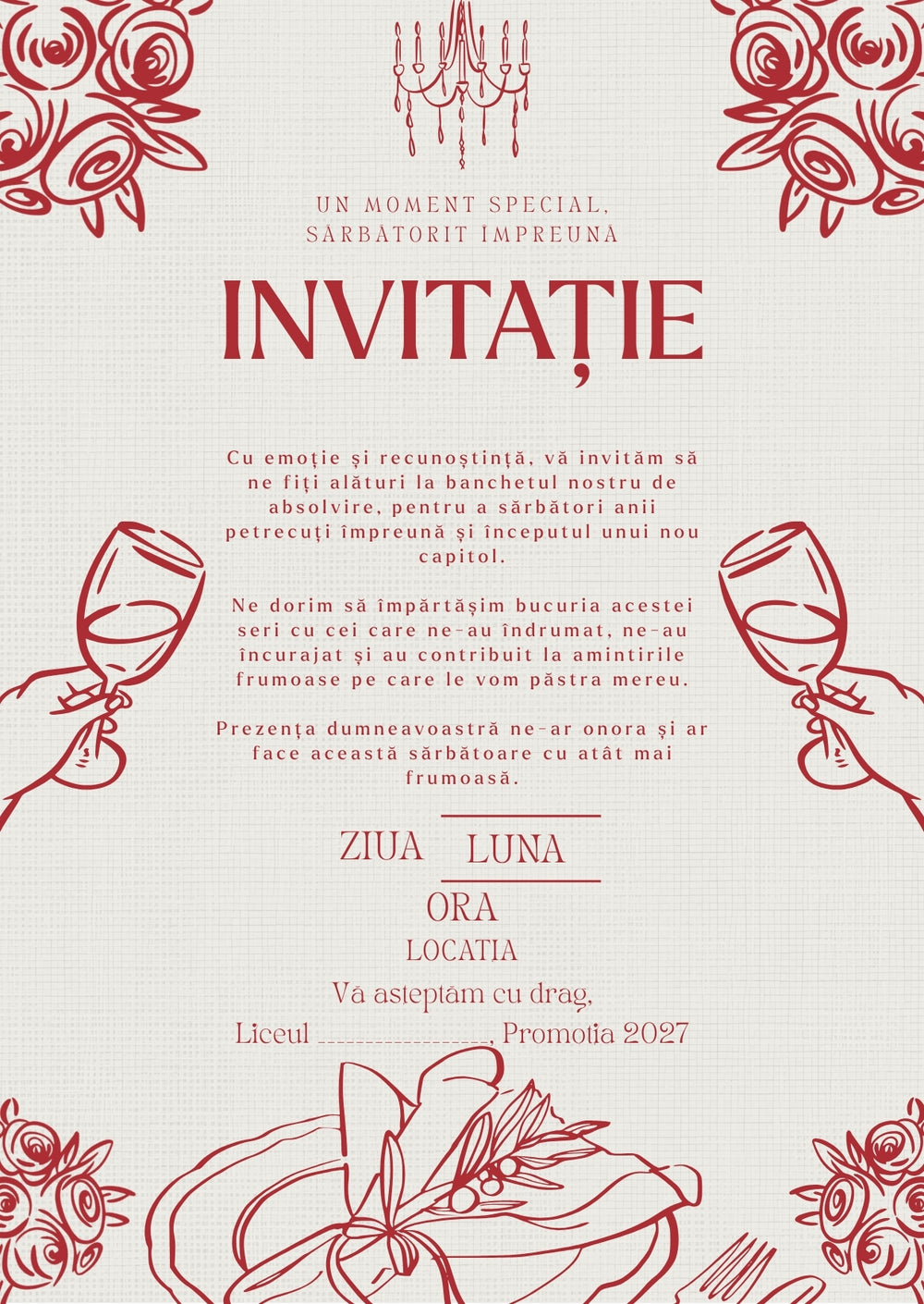 Invitație absolvire personalizabilă cu plic – Model INV13