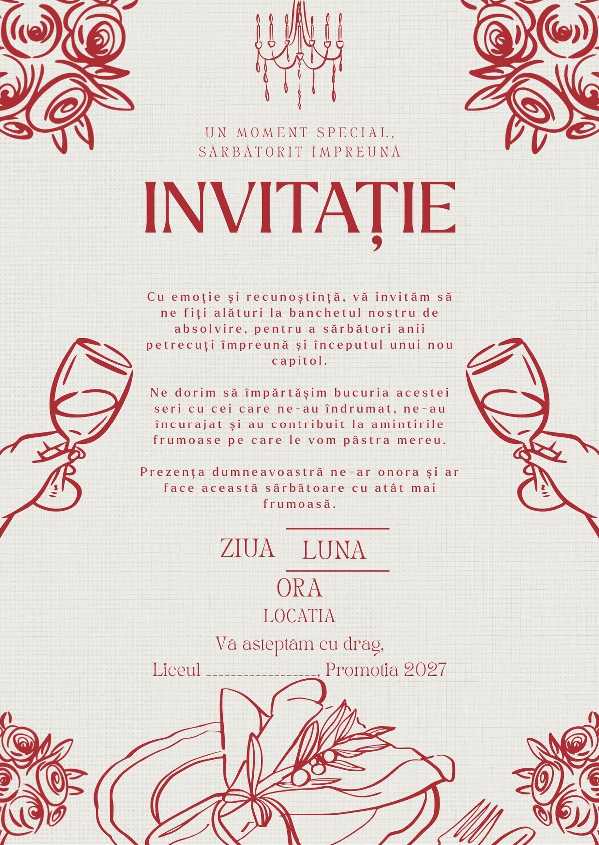 Invitație absolvire personalizabilă cu plic – Model INV13