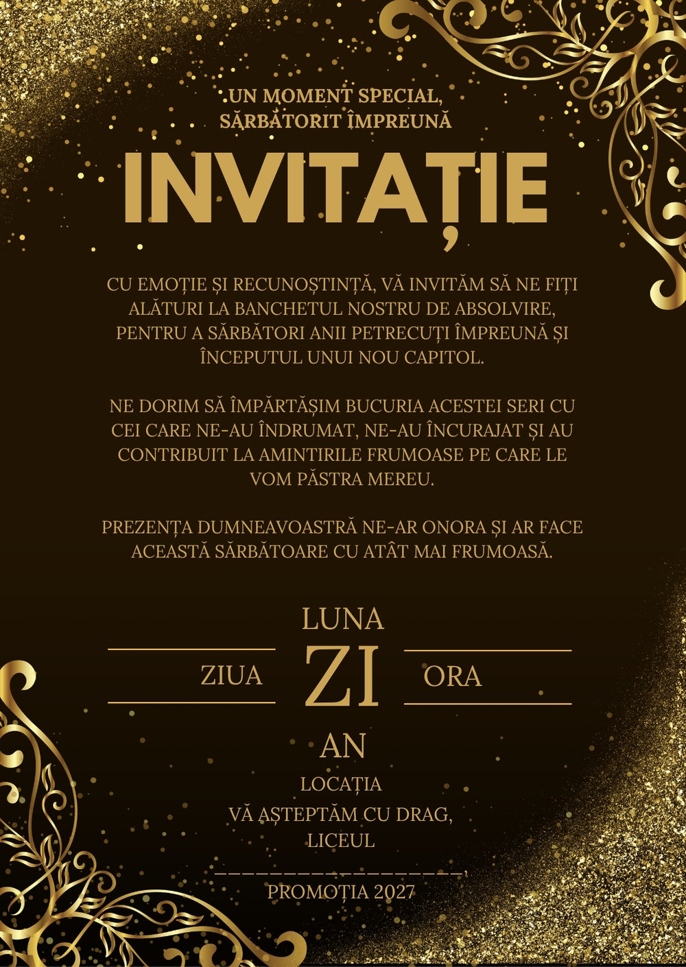 Invitație absolvire personalizabilă cu plic – Model INV35