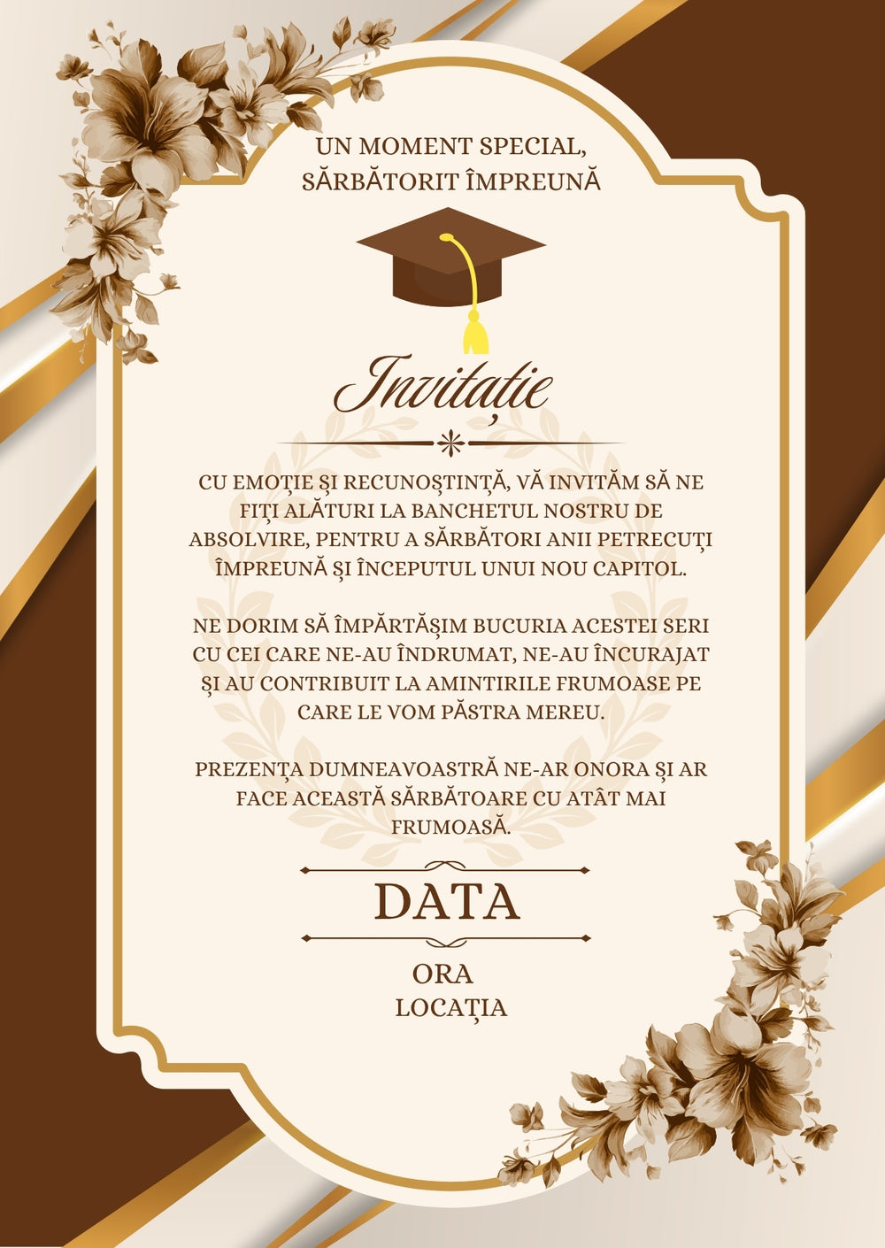 Invitație absolvire personalizabilă cu plic – Model INV41