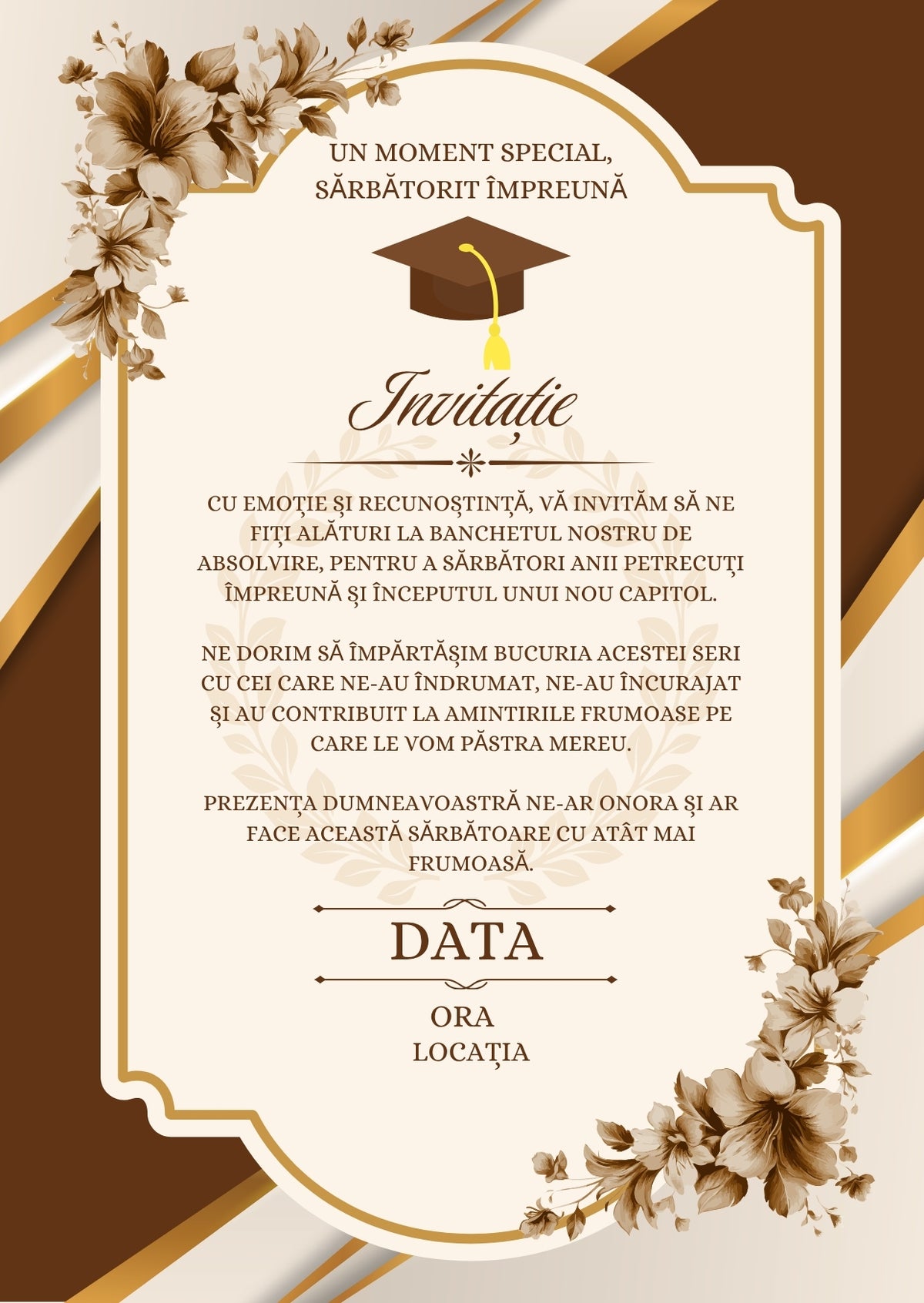 Invitație absolvire personalizabilă cu plic – Model INV41